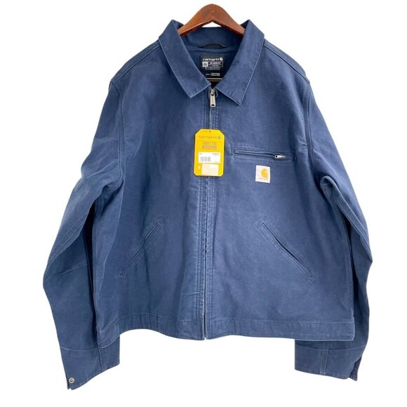 NWT Carhartt Rugged Flex Duck Detroit Jacket Relaxed Fit Mens Size 2XL Blue - Picture 2 of 12